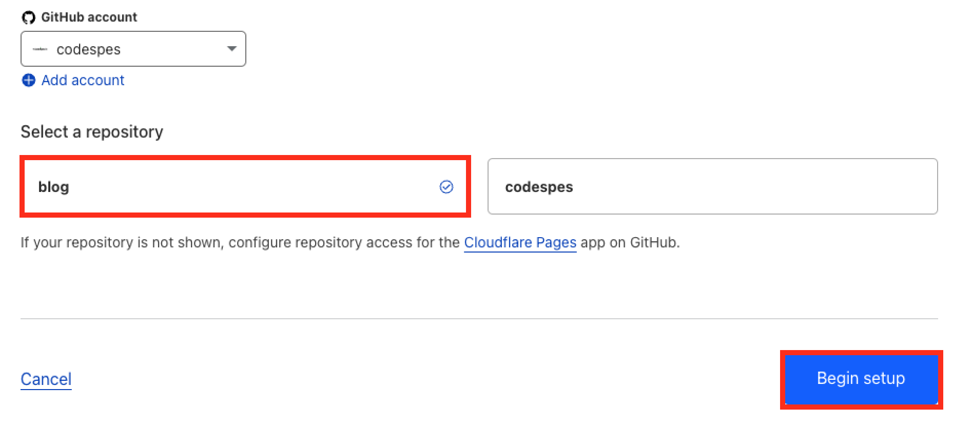 CF connect to git